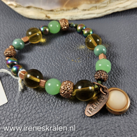 GR008: Leuke Armband Groen & koperkleur
