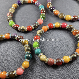 MU 005: Armband MultiColor met glimmende spacers