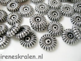 M 960 Platte spacer metallook met ribbeltjes, 3x10mm