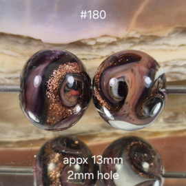 IKPR0073: DuoSet 'rond' Paars & Aventurijn, ca 13mm