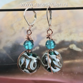 TU0061: Oorbellen Homemade GlasKralen Copperwire