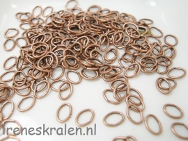 Enkel Ringetje Koperkleur 6x4.5mm ovaal, 0.7mm dik (100 st)