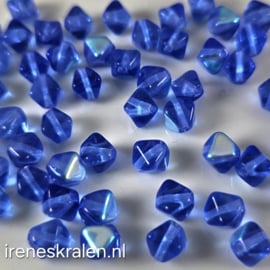 GBL 013: Bicone MiddenBlauw Glimmend, ca 6mm *