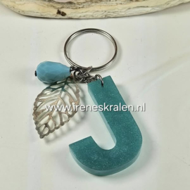 SleutelHanger Turquoise met letter J