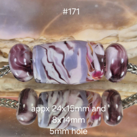 IKPR0074: Set van 3x GrootGatKraal Paars & Roze, ca 24x15mm, 8x14mm