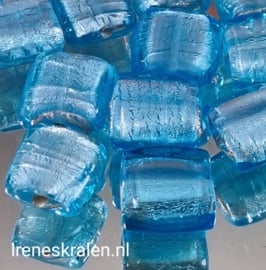 GAq034: ZilverfolieKraal Vierkant plat, ca 12x12x7mm  #India Lampwork#