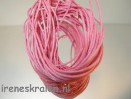 Waxcord 1mm zakje, Roze-middenroze 5 meter