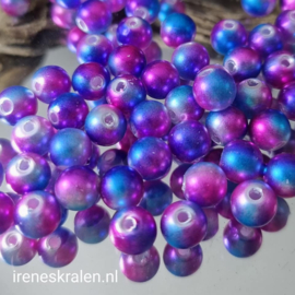 Groze 045: Zakje 20x Parel Kunststof Roze/Paarsig/Blauw 8x7,5mm