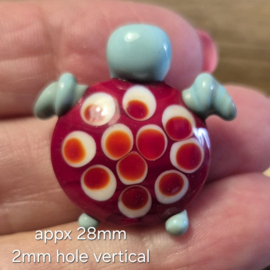 IKRD0005: Focal Kraal Schildpad Rood & Turquoise, ca 28mm