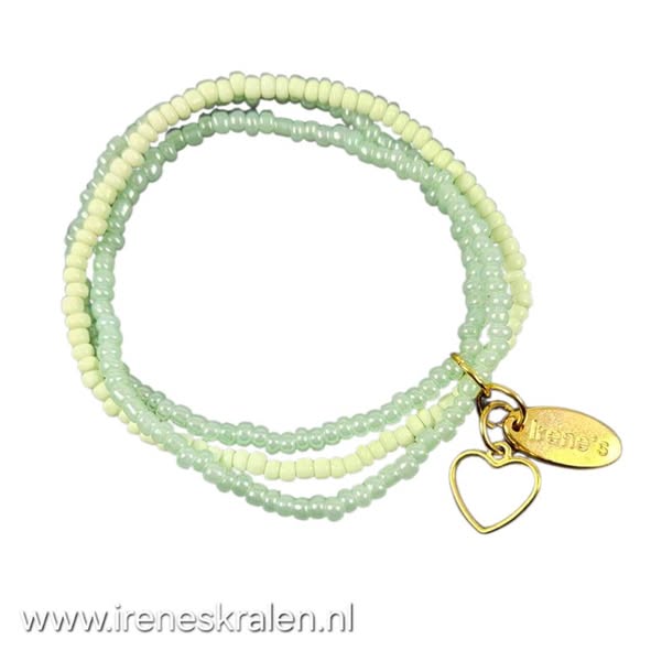 GR019: Armbandje Groen kleine glaskraaltjes