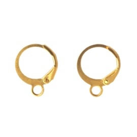 Oorhaken Rond Goudkleur, ca 13x16mm (6 stuks per zakje)