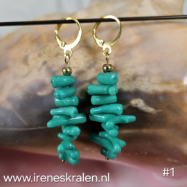TU0067: Oorbellen groenig turquoise