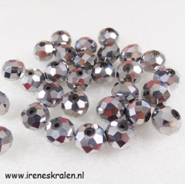 Gzwt 039: Facetkralen Glas Zilverkleur, 7.5x10mm