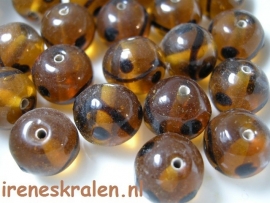 GB 145  Rond topaz/zwart, 14mm #India Lampwork#