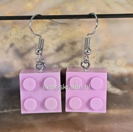 RZ 0029: Oorbellen met Lego-blokjes LichtRoze