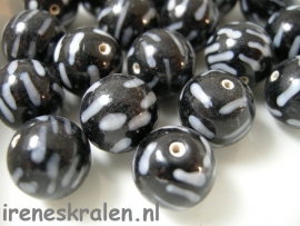 Gzwt 123 Black with Stripes, 13mm, lampwork