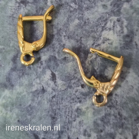 Oorhaken met Haakje GoudKleur, ca 18x10x3mm (2 st)