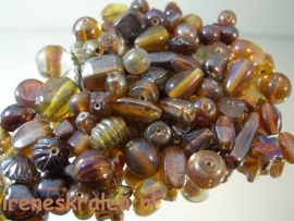 GB 006 Kralenmix gemengd bruin, ca. 100 gram #India Lampwork#