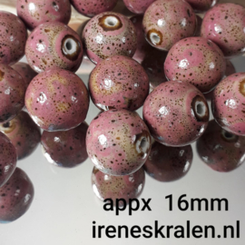 Groze 080: Keramiek Kraal Rond Roze, ca 16mm