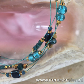 TU0077: Mooie ketting Teal/Groenig Turquoise, ca 49cm