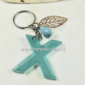 SleutelHanger Turquoise met letter X