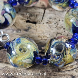 IKBL0054: Set van 6 Double Helix kralen, ca 15mm