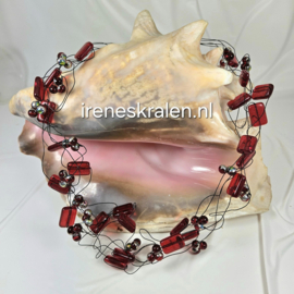 RD 0012: Mooie volle Ketting Rood Kreukelketting