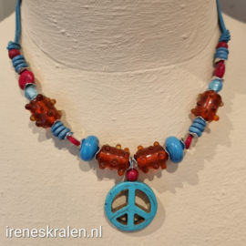 TU0001: Ketting Rood & Turquoise