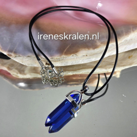 BL0010: Zwarte Ketting met hanger glas