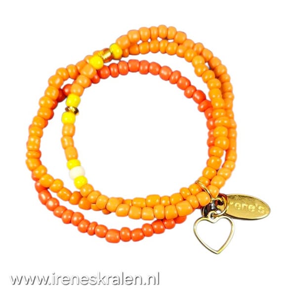OR 0032: Armbandje Oranje kleine glaskraaltjes