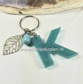 SleutelHanger Turquoise met letter K