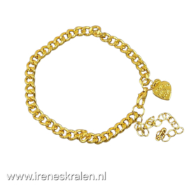 WI 0025: Armbandje goudkleur, ca 20cm + verlengketting