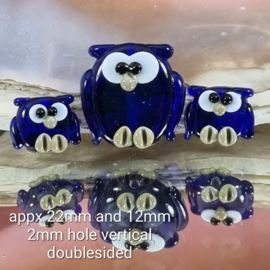 IKBL0042: Set van 3 Uiltjes KobaltBlauw, 22mm en 12mm