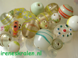 GG 005: Kralenmix Aquarel Groen, ca 100 gram #India Lampwork#