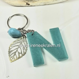 SleutelHanger Turquoise met letter N