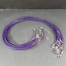 Basic Necklace Leather 2mm Purple appx  45cm