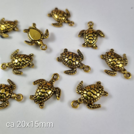 BD 0085: Bedel Schildpad Goudkleur, ca 20x15mm