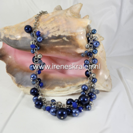 BL0028: Ketting Blauw gemengde parels