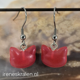 RZ 0079: Oorbellen voor kids: KattenKopjes Pink