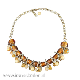 BR0015: Mooie ketting GoldenBrown zilverfoliekralen