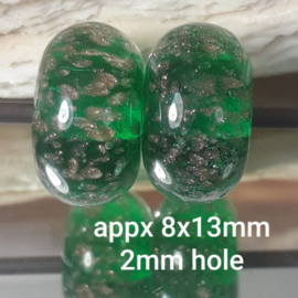 IKGR0204: DuoSet EmeraldGroen & Aventurine erin, ca 8x13mm