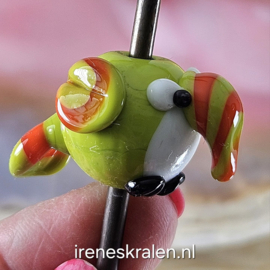 IKGR0023: Focal Kraal: Vogel Groen/Oranje (3mm gat verticaal)