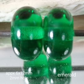 DuoSet Spacers/kleinere kralen, ca 6x12mm, Emerald Transp.