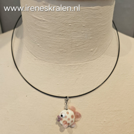 RZ 0042: Spang met zelfgemaakte glas-vis roze