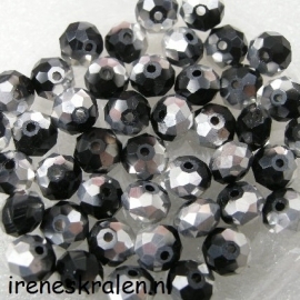Gzwt 990: Facetkraal Zwart/Zilver, 6x8mm