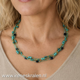 TU0077: Mooie ketting Teal/Groenig Turquoise, ca 49cm