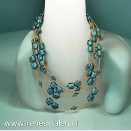 TU0000: Zeer mooie ketting Turquoise Silverfoil-glaskralen