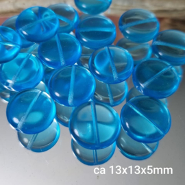 GAq015: Plat Rond Aqua transparant, ca 13mm
