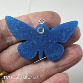 BDR 0005: Grote Vlinder met Swarovski, ca 50mm DarkAqua