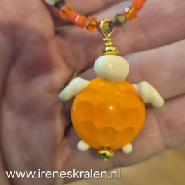 OR0018: Ketting met zelfgemaakte glas-schildpad